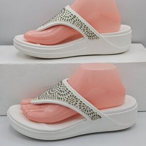 Crocs Women's Monterey Diamante Slip On Wedge Thong Sandals - Size 9